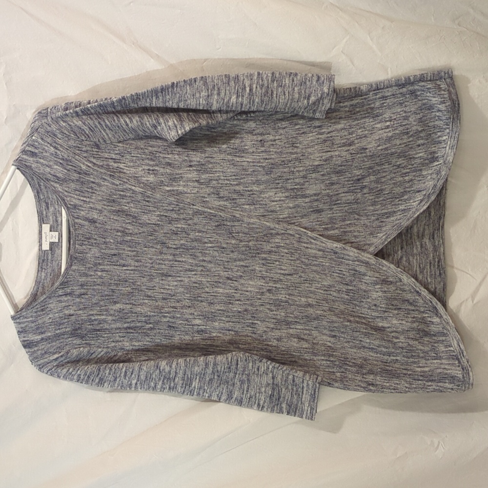 J.Jill | Navy Blue Heather Knit Tunic 3/4 Sleeves Faux Wrap Layer Hem | SP